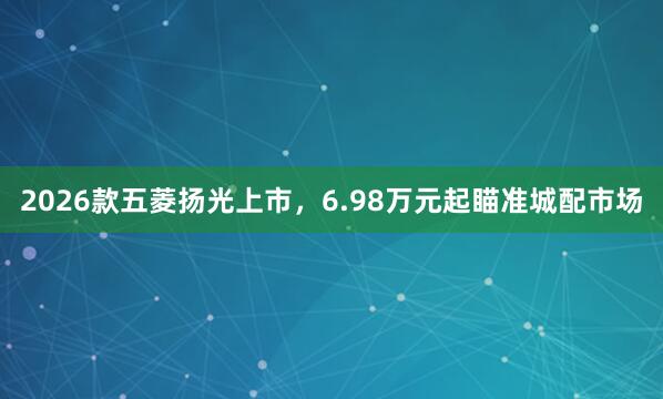 2026款五菱扬光上市，6.98万元起瞄准城配市场