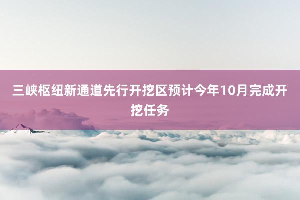 三峡枢纽新通道先行开挖区预计今年10月完成开挖任务
