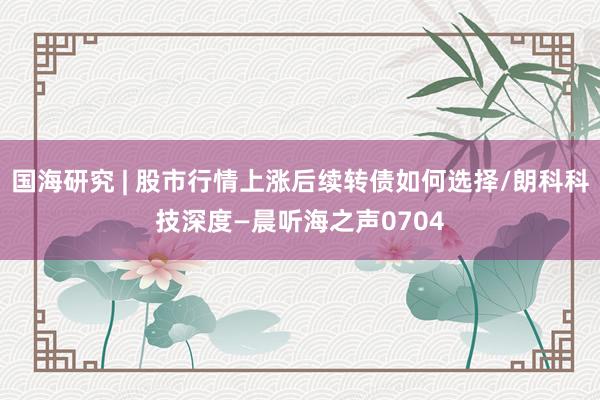 国海研究 | 股市行情上涨后续转债如何选择/朗科科技深度—晨听海之声0704