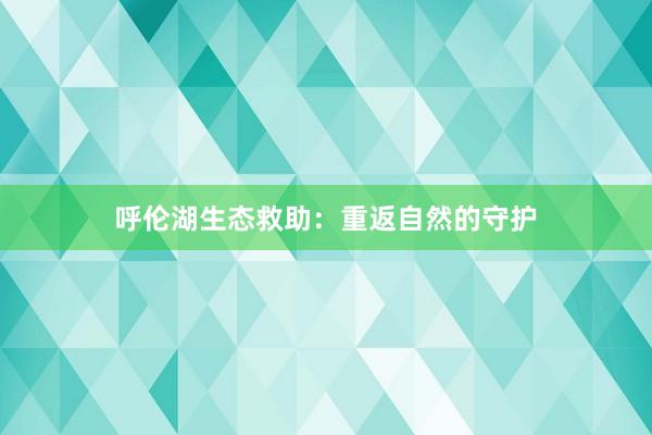 呼伦湖生态救助：重返自然的守护