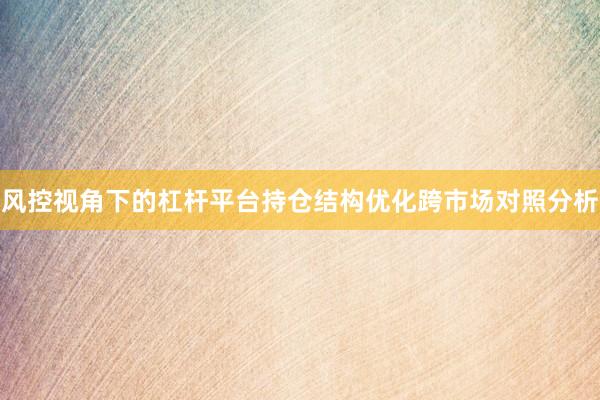 风控视角下的杠杆平台持仓结构优化跨市场对照分析