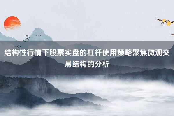 结构性行情下股票实盘的杠杆使用策略聚焦微观交易结构的分析