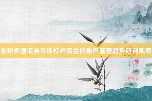全球多国证券市场杠杆资金的账户管理趋势研判观察