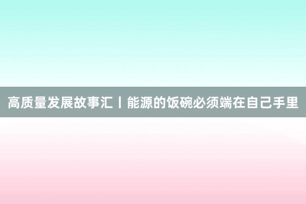 高质量发展故事汇丨能源的饭碗必须端在自己手里