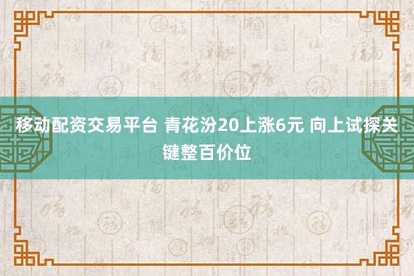 移动配资交易平台 青花汾20上涨6元 向上试探关键整百价位