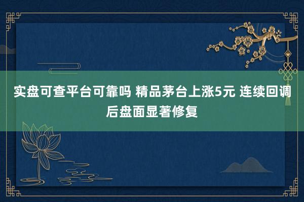 实盘可查平台可靠吗 精品茅台上涨5元 连续回调后盘面显著修复