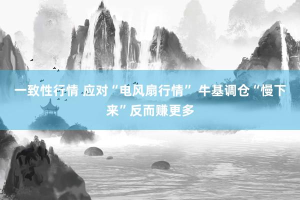 一致性行情 应对“电风扇行情” 牛基调仓“慢下来”反而赚更多