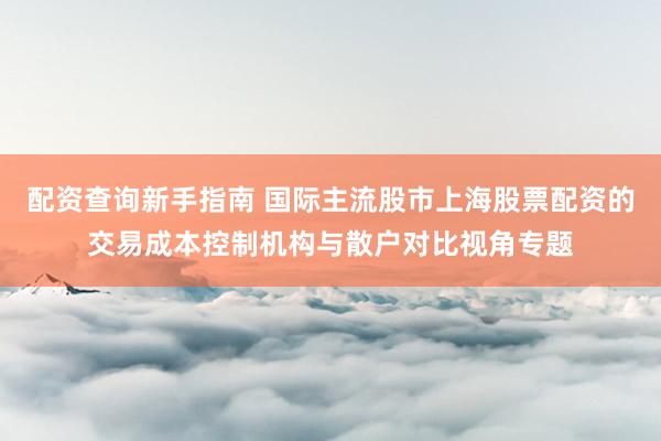 配资查询新手指南 国际主流股市上海股票配资的交易成本控制机构与散户对比视角专题