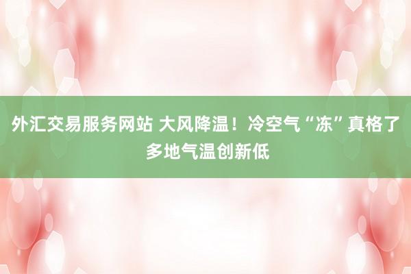 外汇交易服务网站 大风降温！冷空气“冻”真格了 多地气温创新低