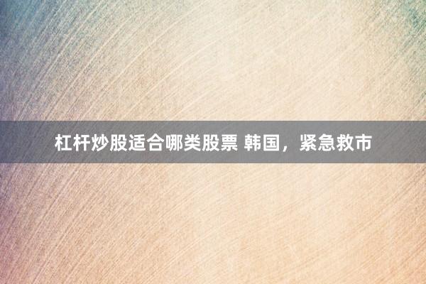 杠杆炒股适合哪类股票 韩国，紧急救市