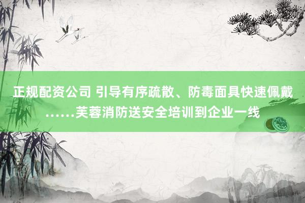 正规配资公司 引导有序疏散、防毒面具快速佩戴……芙蓉消防送安全培训到企业一线