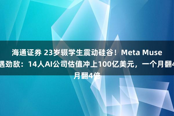 海通证券 23岁辍学生震动硅谷!Meta Muse突遇劲敌:14人AI公司估值冲上100亿美元,一个月翻4倍